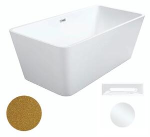 Besco Akrylátová volně stojící vana Evita Glam Z 160x80 Barva: Bílá/zlatá, Rozměry (cm): 160x80, Typ a barva výpustě: Click-Clack s přepadem, bílá
