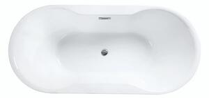 Besco Akrylátová volně stojící vana Navia Glam S 140x75 (150x80, 160x80) Barva: Bílá/stříbrná, Rozměry (cm): 140x75, Typ a barva výpustě: Click-Clack s přepadem, zlatá