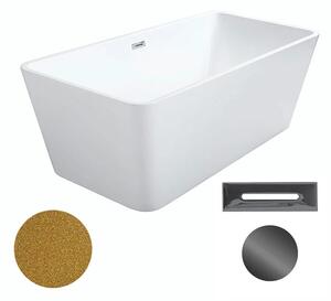 Besco Akrylátová volně stojící vana Evita Glam Z 160x80 Barva: Bílá/zlatá, Rozměry (cm): 160x80, Typ a barva výpustě: Click-Clack s přepadem, grafit