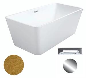 Besco Akrylátová volně stojící vana Evita Glam Z 160x80 Barva: Bílá/zlatá, Rozměry (cm): 160x80, Typ a barva výpustě: Click-Clack s přepadem, chrom