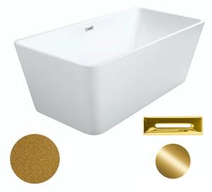 Besco Akrylátová volně stojící vana Evita Glam Z 160x80 Barva: Bílá/zlatá, Rozměry (cm): 160x80, Typ a barva výpustě: Click-Clack s přepadem, zlatá