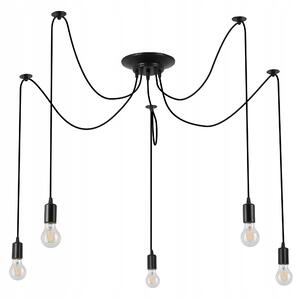 Lampa sufitowa wisząca żyrandol LED 5xE27 svítidlo LOFT PAJĄK černá diamant