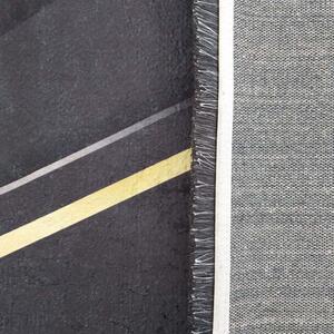 Makro Abra Moderní kusový koberec BLACK and GOLD 09 Geometrický protiskluzový černý zlatý Rozměr: 80x150 cm
