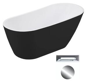 Besco Akrylátová volně stojící vana Melody BW 150x80 (170x80) Barva: Bílá/černá, Rozměry (cm): 150x80, Typ a barva výpustě: Click-Clack s přepadem, chrom