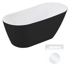 Besco Akrylátová volně stojící vana Melody BW 150x80 (170x80) Barva: Bílá/černá, Rozměry (cm): 150x80, Typ a barva výpustě: Click-Clack s přepadem, bílá