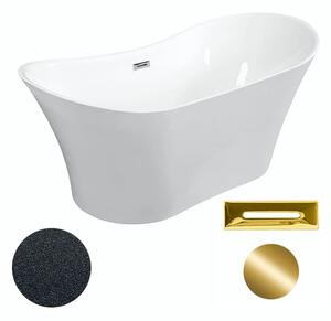 Besco Akrylátová volně stojící vana Amber Glam G 170x80 Barva: Bílá/grafit, Rozměry (cm): 170x80, Typ a barva výpustě: Click-Clack s přepadem, zlatá
