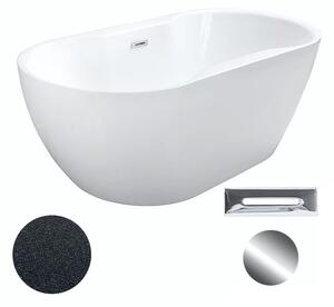 Besco Akrylátová volně stojící vana Navia Glam G 140x75 (150x80, 160x80) Barva: Bílá/grafit, Rozměry (cm): 140x75, Typ a barva výpustě: Click-Clack s přepadem, chrom
