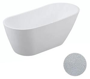 Besco Akrylátová volně stojící vana Melody Glam S 150x80 (170x80) Barva: Bílá/stříbrná, Rozměry (cm): 170x80, Typ a barva výpustě: Click-Clack s přepadem, bílá