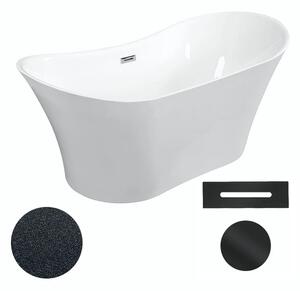 Besco Akrylátová volně stojící vana Amber Glam G 170x80 Barva: Bílá/grafit, Rozměry (cm): 170x80, Typ a barva výpustě: Click-Clack s přepadem, černá