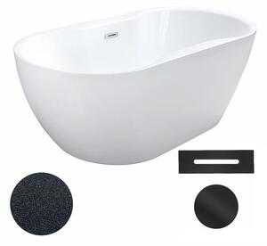 Besco Akrylátová volně stojící vana Navia Glam G 140x75 (150x80, 160x80) Barva: Bílá/grafit, Rozměry (cm): 160x80, Typ a barva výpustě: Click-Clack s přepadem, černá