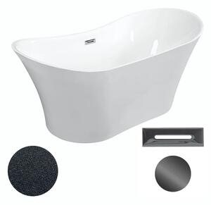 Besco Akrylátová volně stojící vana Amber Glam G 170x80 Barva: Bílá/grafit, Rozměry (cm): 170x80, Typ a barva výpustě: Click-Clack s přepadem, grafit