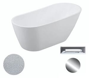 Besco Akrylátová volně stojící vana Melody Glam S 150x80 (170x80) Barva: Bílá/stříbrná, Rozměry (cm): 150x80, Typ a barva výpustě: Click-Clack s přepadem, chrom