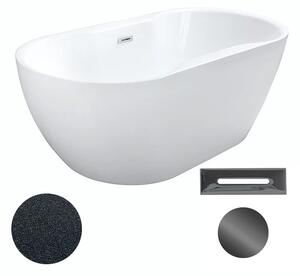Besco Akrylátová volně stojící vana Navia Glam G 140x75 (150x80, 160x80) Barva: Bílá/grafit, Rozměry (cm): 140x75, Typ a barva výpustě: Click-Clack s přepadem, grafit