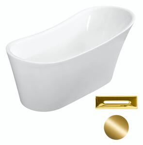 Besco Akrylátová volně stojící vana Calima 170x74 Barva: Bílá, Rozměry (cm): 170x74, Typ a barva výpustě: Click-Clack s přepadem, zlatá