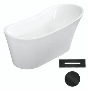 Besco Akrylátová volně stojící vana Calima 170x74 Barva: Bílá, Rozměry (cm): 170x74, Typ a barva výpustě: Click-Clack s přepadem, černá