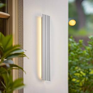 Lucande Venkovní nástěnné LED svítidlo Melira, délka 60 cm, světle šedé, Hliník / šedá / zinek, Hliník, Moderní