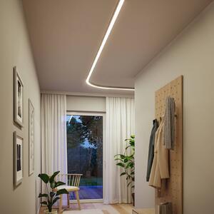 Paulmann LED osvětlení lišta Linion, chrom, 90° ohyb, 3 000 K, stmívatelný, Hliník / šedá / zinek, Obývací pokoj / jídelna, Hliník, Moderní