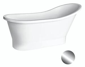 Besco Volně stojící vana z litého mramoru Gloria 150x67 (160x67,5) Barva: Bílá, Rozměry (cm): 150x67, Typ a barva výpustě: Click-Clack s horním čištěním, chrom
