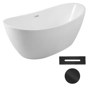 Besco Akrylátová volně stojící vana Ayla 170x80 Barva: Bílá, Rozměry (cm): 170x80, Typ a barva výpustě: Click-Clack s přepadem, černá