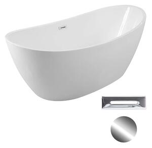 Besco Akrylátová volně stojící vana Ayla 170x80 Barva: Bílá, Rozměry (cm): 170x80, Typ a barva výpustě: Click-Clack s přepadem, chrom