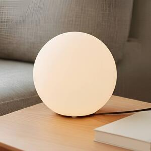 Lindby Stolní lampa Marike, bílá, sklo, globus, Ø 25 cm, E27, Bílá / opál, Obývací pokoj / jídelna, Sklo, Moderní, Tischleuchte andere