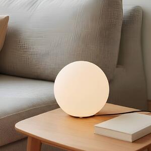 Lindby Stolní lampa Marike, bílá, sklo, globus, Ø 25 cm, E27, Bílá / opál, Obývací pokoj / jídelna, Sklo, Moderní, Tischleuchte andere