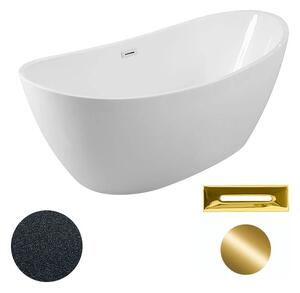 Besco Akrylátová volně stojící vana Ayla Glam G 170x80 Barva: Bílá/grafit, Rozměry (cm): 170x80, Typ a barva výpustě: Click-Clack s přepadem, zlatá