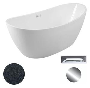 Besco Akrylátová volně stojící vana Ayla Glam G 170x80 Barva: Bílá/grafit, Rozměry (cm): 170x80, Typ a barva výpustě: Click-Clack s přepadem, chrom