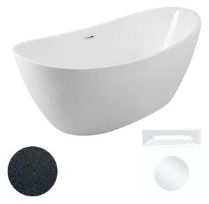 Besco Akrylátová volně stojící vana Ayla Glam G 170x80 Barva: Bílá/grafit, Rozměry (cm): 170x80, Typ a barva výpustě: Click-Clack s přepadem, bílá