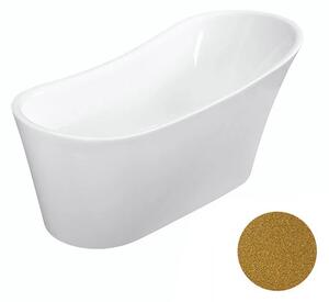 Besco Akrylátová volně stojící vana Calima Glam Z 170x74 Barva: Bílá/zlatá, Rozměry (cm): 170x74, Typ a barva výpustě: Click-Clack s přepadem, grafit