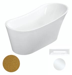 Besco Akrylátová volně stojící vana Calima Glam Z 170x74 Barva: Bílá/zlatá, Rozměry (cm): 170x74, Typ a barva výpustě: Click-Clack s přepadem, bílá