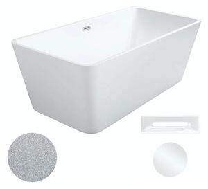 Besco Akrylátová volně stojící vana Evita Glam S 160x80 Barva: Bílá/stříbrná, Rozměry (cm): 160x80, Typ a barva výpustě: Click-Clack s přepadem, bílá