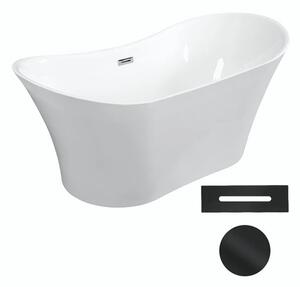 Besco Akrylátová volně stojící vana Amber 170x80 Barva: Bílá, Rozměry (cm): 170x80, Typ a barva výpustě: Click-Clack s přepadem, černá