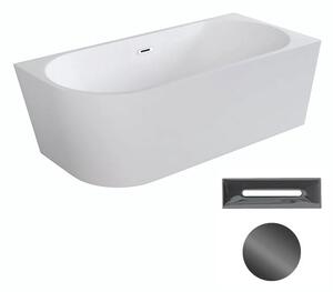 Besco Akrylátová volně stojící rohová vana Zoya 150x75 (170x80) bílá Rozměry (cm): 170x80, Typ a barva výpustě: Click-Clack s přepadem, grafit, Orientace: Pravá