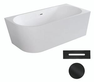 Besco Akrylátová volně stojící rohová vana Zoya 150x75 (170x80) bílá Rozměry (cm): 150x75, Typ a barva výpustě: Click-Clack s přepadem, černá, Orientace: Pravá