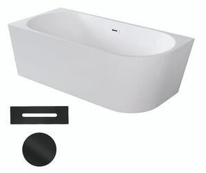 Besco Akrylátová volně stojící rohová vana Zoya 150x75 (170x80) bílá Rozměry (cm): 150x75, Typ a barva výpustě: Click-Clack s přepadem, černá, Orientace: Levá