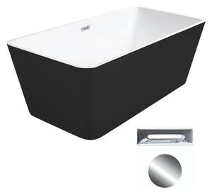 Besco Akrylátová volně stojící vana Evita BW 160x80 Barva: Bílá/černá, Rozměry (cm): 160x80, Typ a barva výpustě: Click-Clack s přepadem, chrom