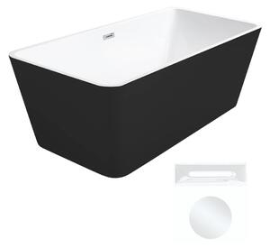 Besco Akrylátová volně stojící vana Evita BW 160x80 Barva: Bílá/černá, Rozměry (cm): 160x80, Typ a barva výpustě: Click-Clack s přepadem, bílá