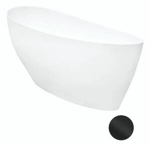 Besco Volně stojící vana z litého mramoru Keya 165x70 Barva: Bílá, Rozměry (cm): 163,5x70,5, Typ a barva výpustě: Click-Clack s horním čištěním, černá