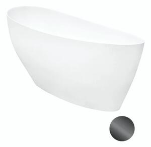 Besco Volně stojící vana z litého mramoru Keya 165x70 Barva: Bílá, Rozměry (cm): 163,5x70,5, Typ a barva výpustě: Click-Clack s horním čištěním, grafit
