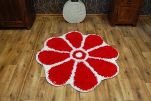 Koberce Łuszczów Koberec SHAGGY GUSTO Květina C300 červená kruh 120 cm