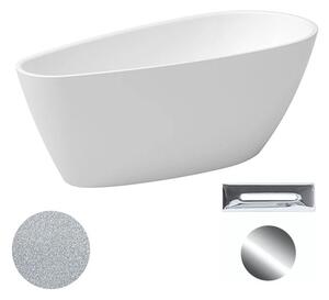 Besco Akrylátová volně stojící vana Goya A-line Glam S 160x73 (170x80) Barva: Bílá/stříbrná, Rozměry (cm): 170x80, Typ a barva výpustě: Click-Clack s přepadem, chrom