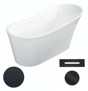 Besco Akrylátová volně stojící vana Calima Glam G 170x74 Barva: Bílá/grafit, Rozměry (cm): 170x74, Typ a barva výpustě: Click-Clack s přepadem, černá