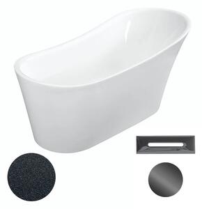 Besco Akrylátová volně stojící vana Calima Glam G 170x74 Barva: Bílá/grafit, Rozměry (cm): 170x74, Typ a barva výpustě: Click-Clack s přepadem, grafit