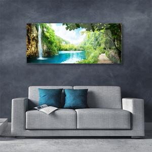 Akrylový obraz Vodopád Jezero Příroda 125x50 cm