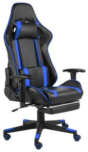 Otočná herní židle s podnožkou modrá PVC