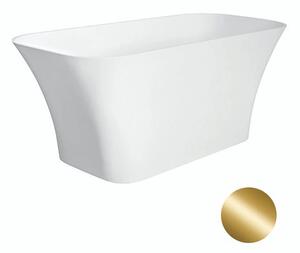 Besco Volně stojící vana z litého mramoru Assos 160x70 Barva: Bílá, Rozměry (cm): 160x70, Typ a barva výpustě: Click-Clack s horním čištěním, zlatá