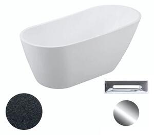 Besco Akrylátová volně stojící vana Melody Glam G 150x80 (170x80) Barva: Bílá/grafit, Rozměry (cm): 150x80, Typ a barva výpustě: Click-Clack s přepadem, chrom