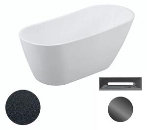 Besco Akrylátová volně stojící vana Melody Glam G 150x80 (170x80) Barva: Bílá/grafit, Rozměry (cm): 170x80, Typ a barva výpustě: Click-Clack s přepadem, grafit