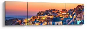 Obraz - Santorini při setmění (170x50 cm)